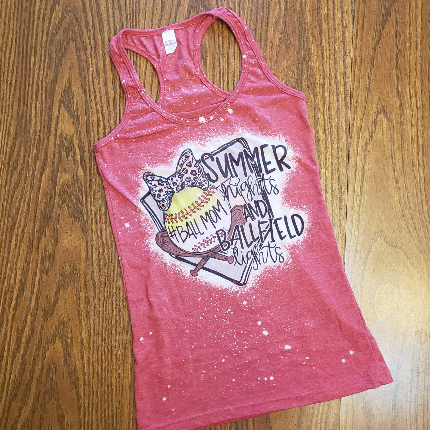 Summer Nights and Ballfield Lights Bleached Racerback Tank
