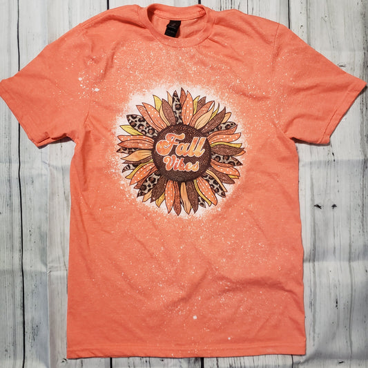 Fall Vibes Sunflower Bleached T-Shirt
