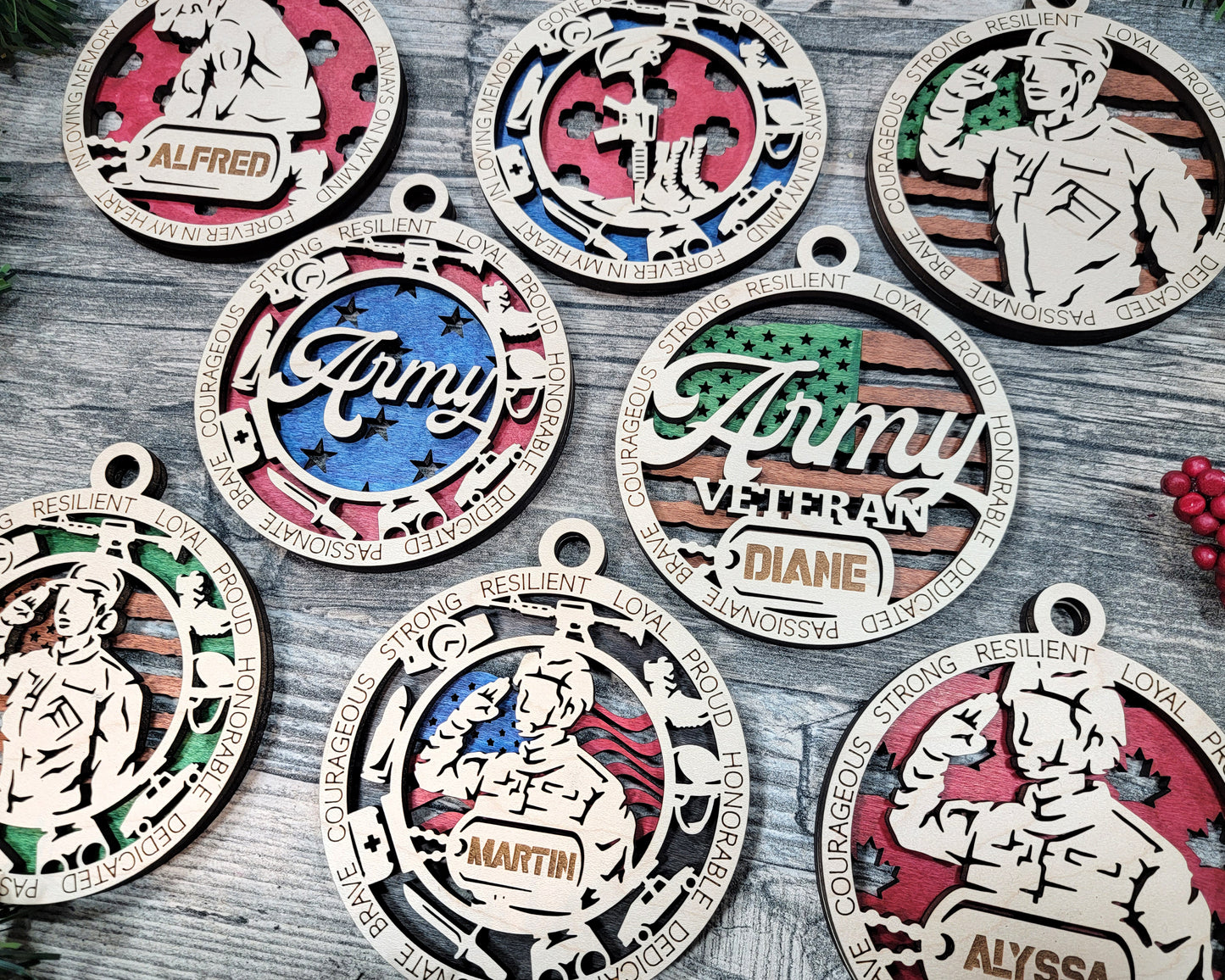 Female Army Ornament Personalized