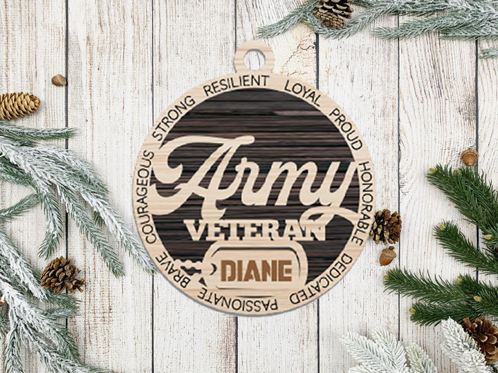 Army Text Ornament Personalized