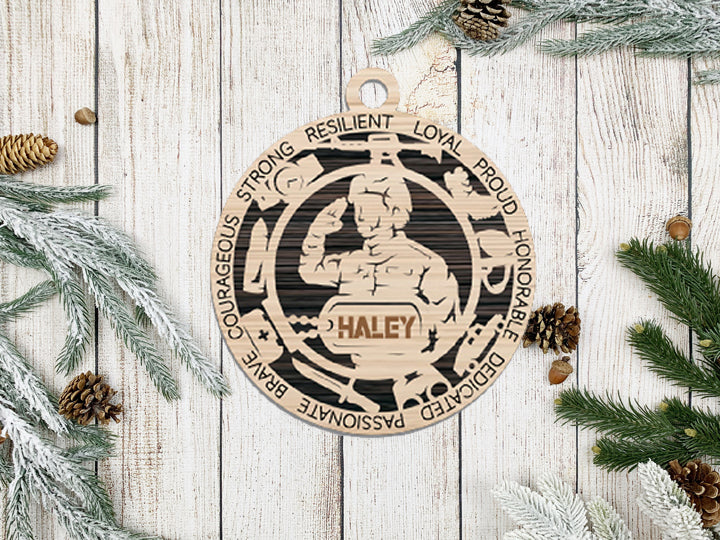 Female Army Ornament Personalized