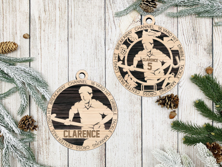 Male Field Hockey Ornament Personalized