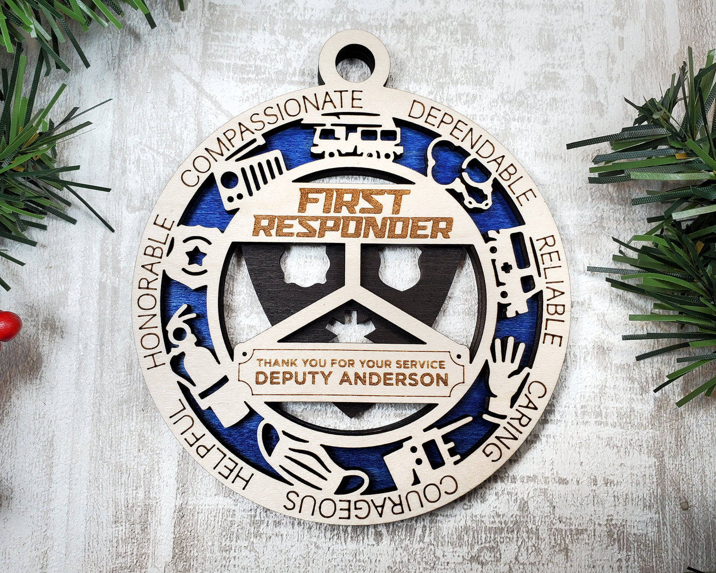 First Responder Christmas Ornament Personalized