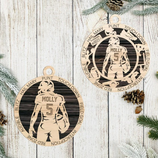 Female Football Player Ornament Personalized
