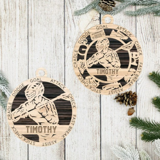 Lacrosse Male Ornament Personalized