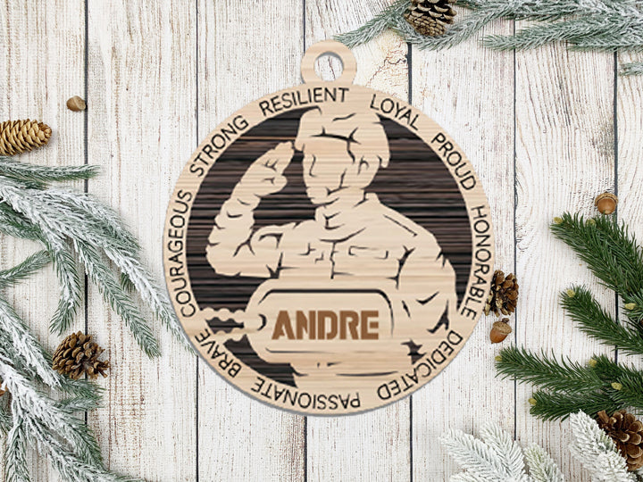 Male Army Ornament Personalized