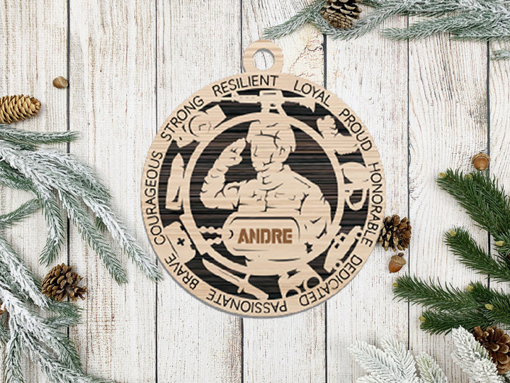 Male Army Ornament Personalized
