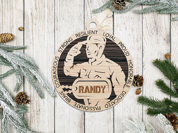 Male Army Ornament Personalized