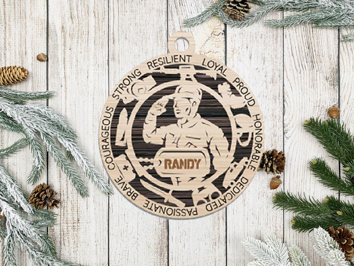 Male Army Ornament Personalized
