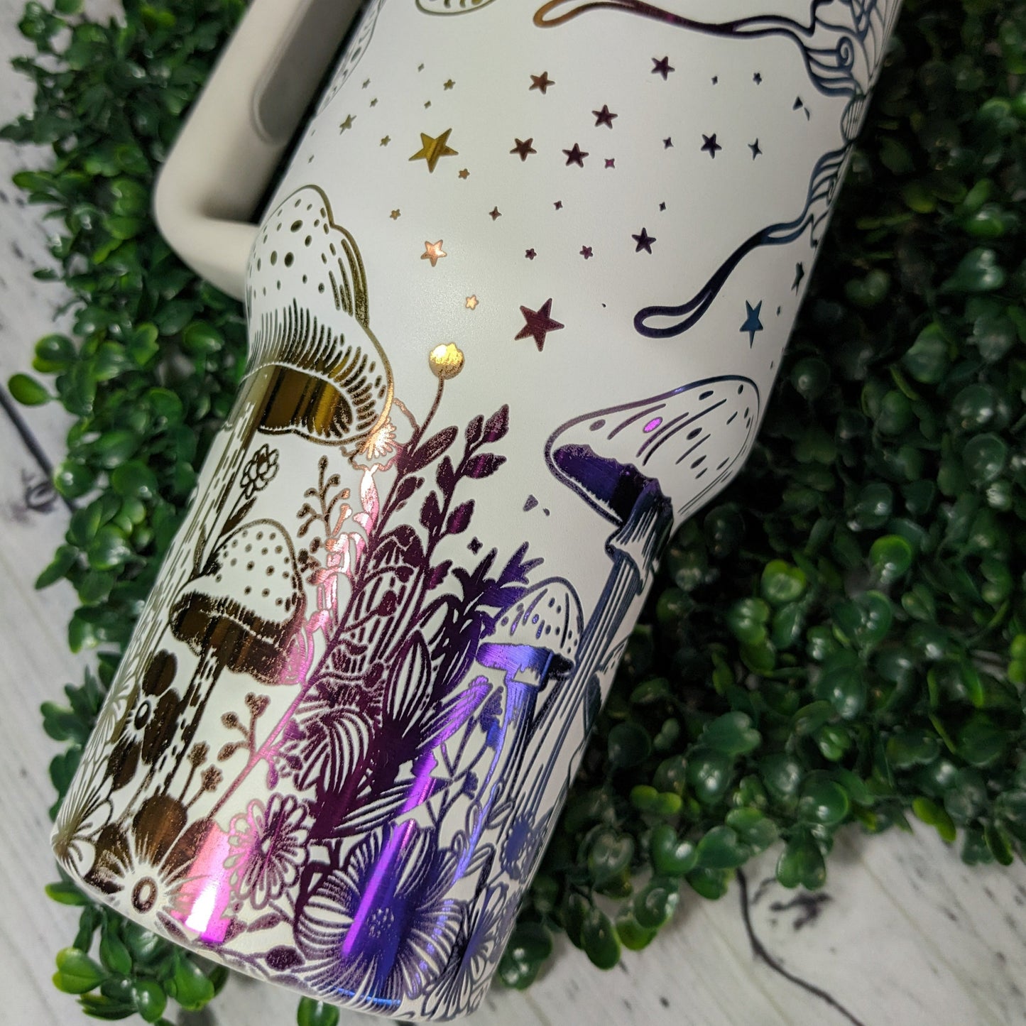 Lunar Moth Mushroom 40oz Rainbow Tumbler