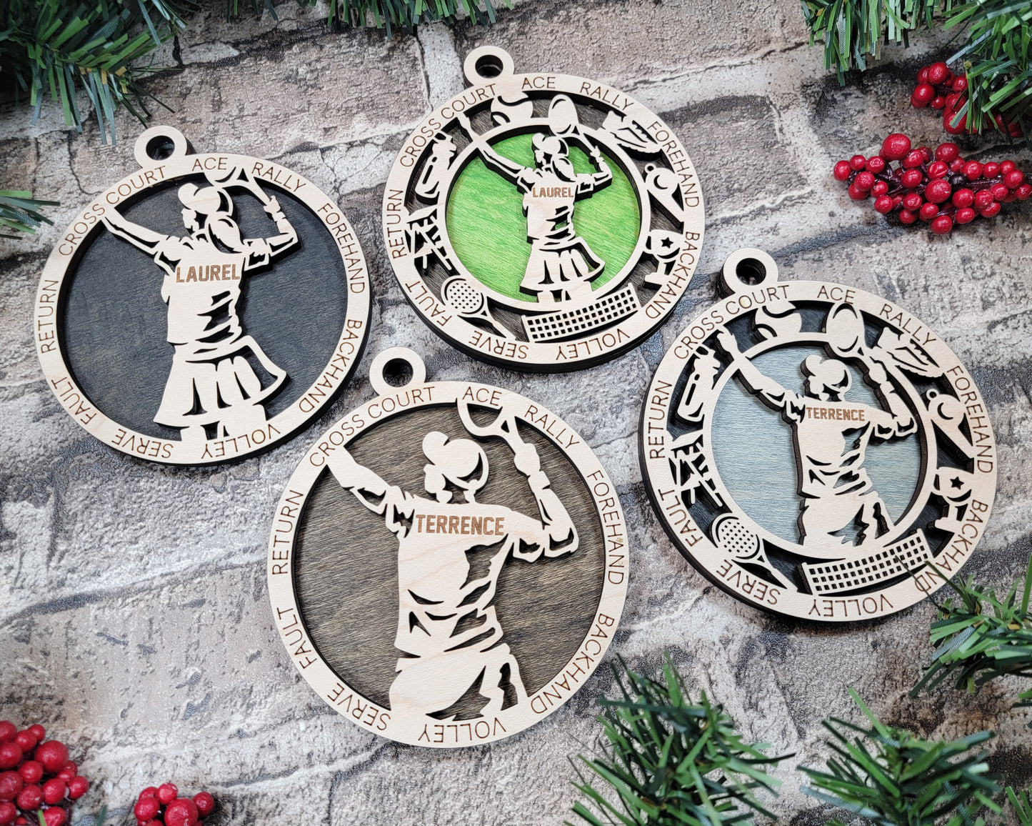 Female Tennis Ornament Personalized