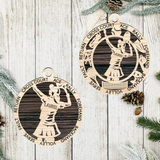 Female Tennis Ornament Personalized