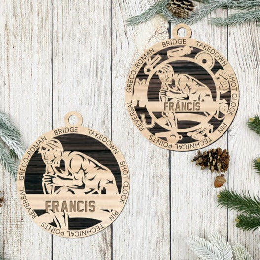 Male Wrestling Ornament Personalized