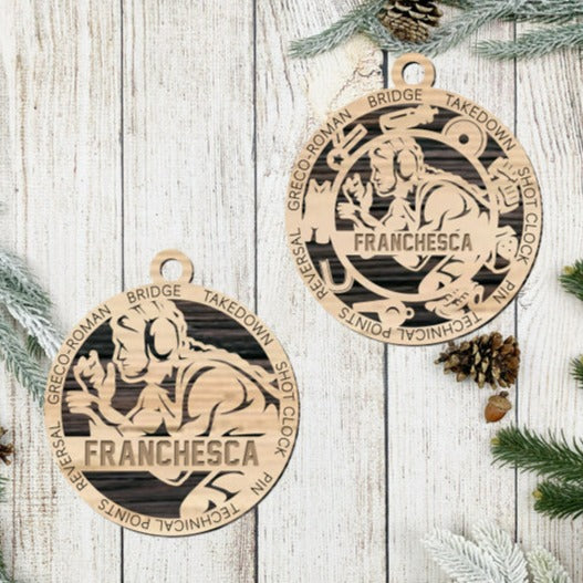 Female Wrestling Ornament Personalized