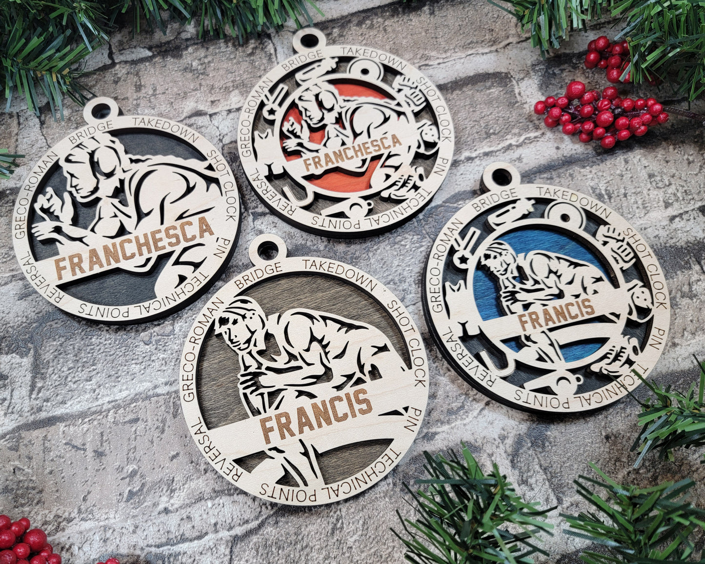 Male Wrestling Ornament Personalized
