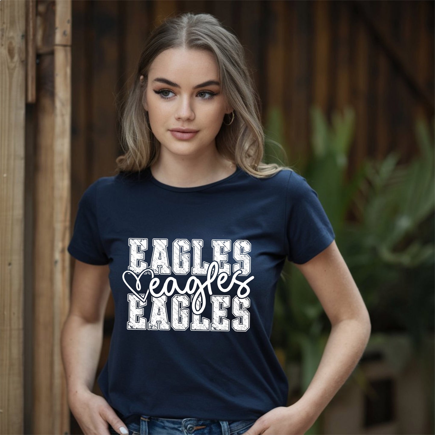 Eagles Distressed Stack T-shirt/Long Sleeve