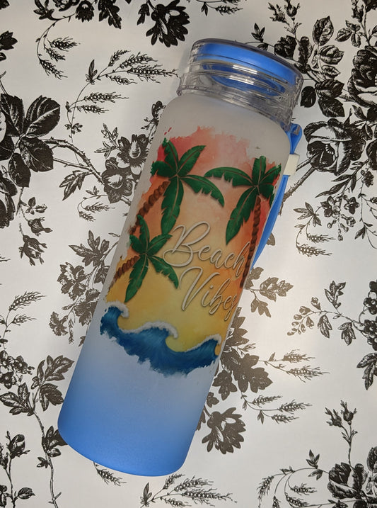 Beach Vibes Glass Wide Mouth Water bottle