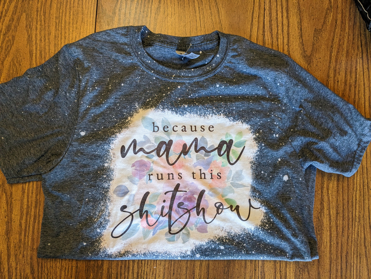 Mama Runs This Bleached T-Shirt