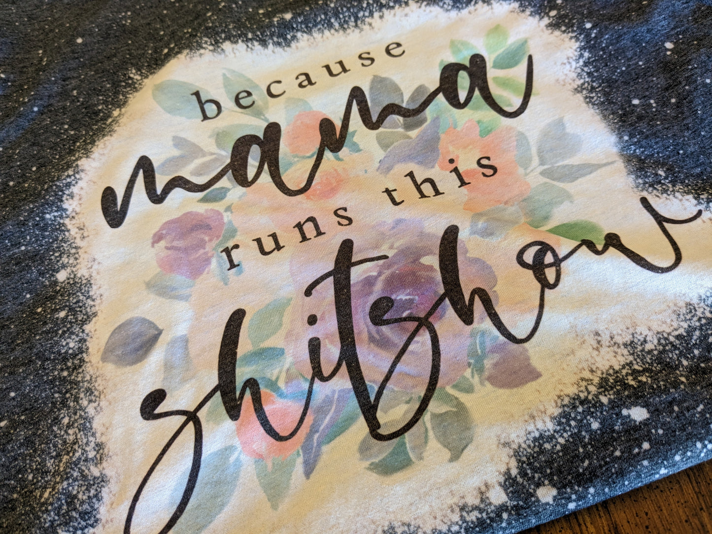 Mama Runs This Bleached T-Shirt