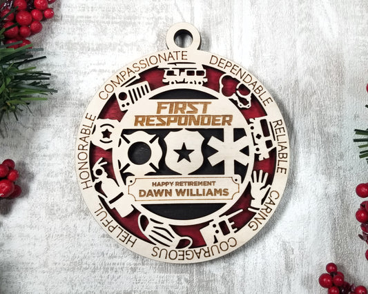 First Responder Christmas Ornament Personalized