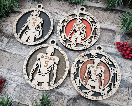 Female Football Player Ornament Personalized