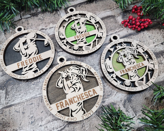 Male Golfer Ornament Personalized