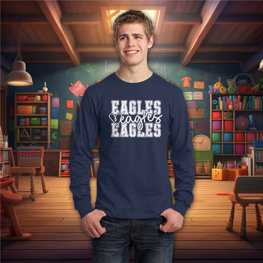 Eagles Distressed Stack T-shirt/Long Sleeve