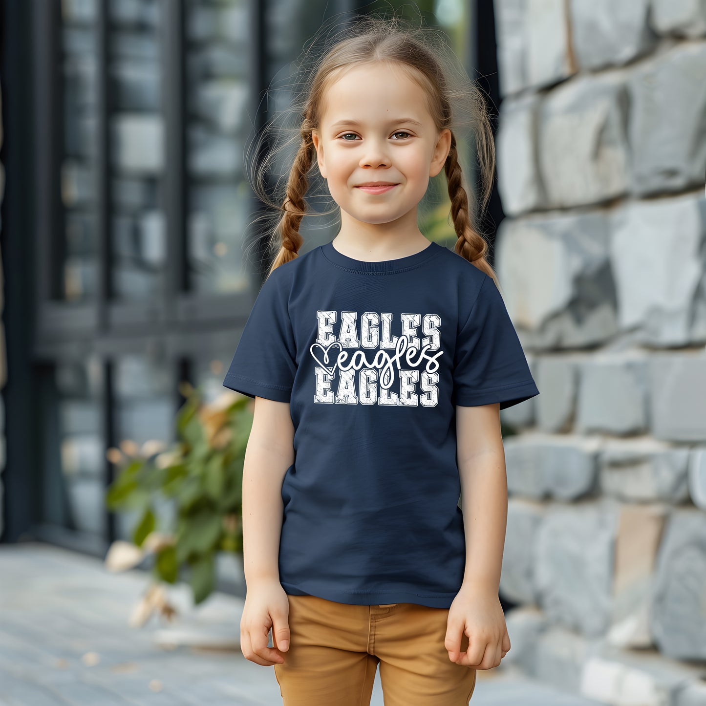 Eagles Distressed Stack T-shirt/Long Sleeve